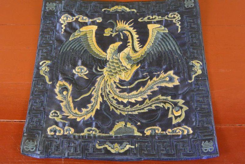 Chinese Embroidery - Square Ancestor - Emblem - Blue - Phoenix 2