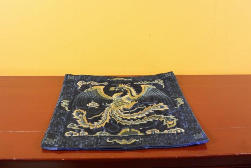 Chinese Embroidery - Square Ancestor - Emblem - Blue - Phoenix 5