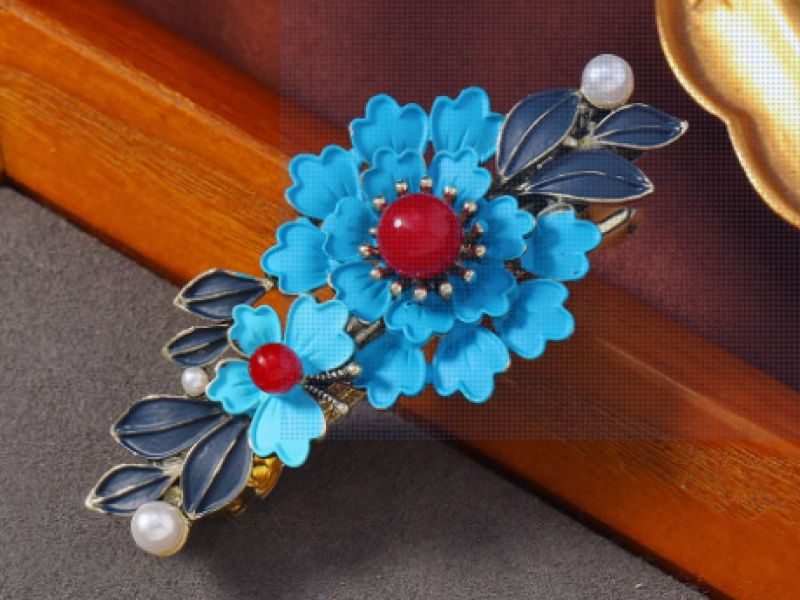 Chinese enamel barrette - Cloisonné - Große und kleine Blumen 1