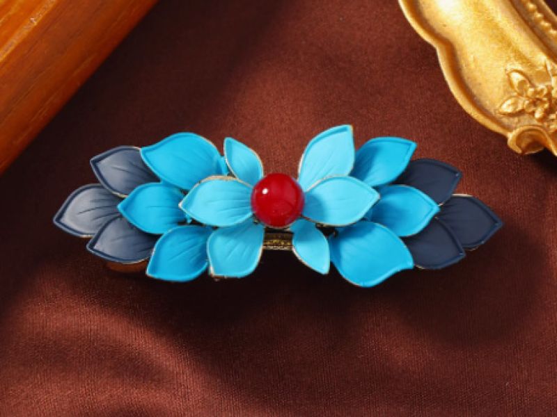 Chinese enamel barrette - Cloisonné - The leaves 1