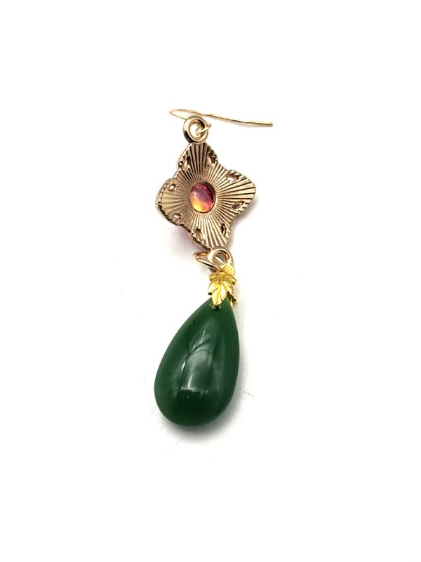 Chinese Enamel Earrings - Cloisonné - Green pearl 4