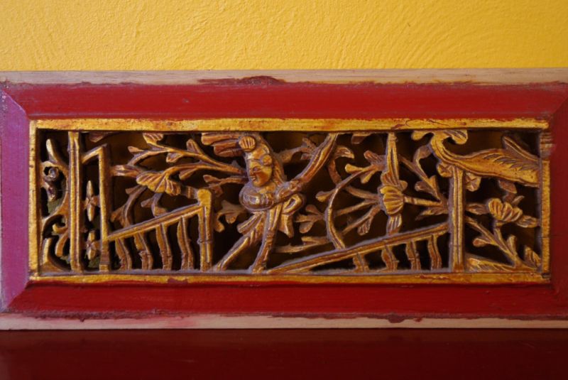 Chinese hand carved panel with warrior 1