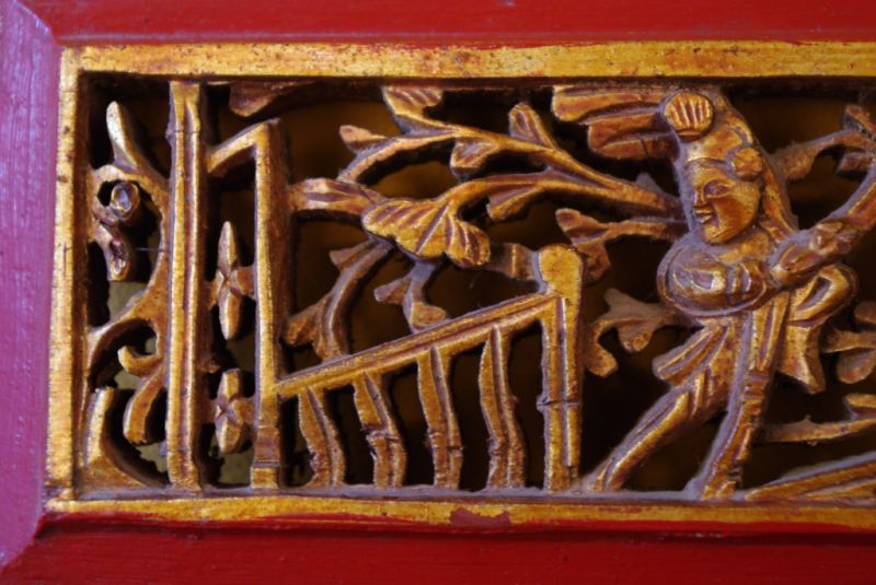 Chinese hand carved panel with warrior 4