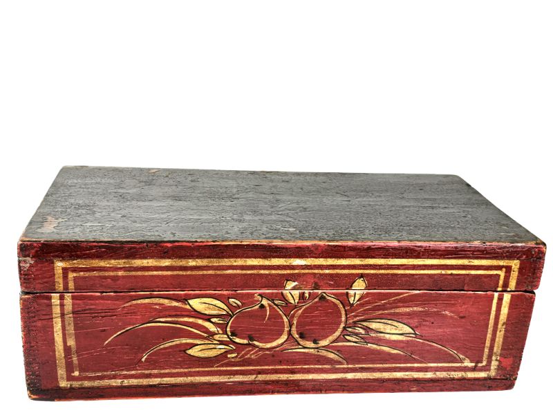 Chinese Red Wood Chest - Ancient Floral Motifs 1