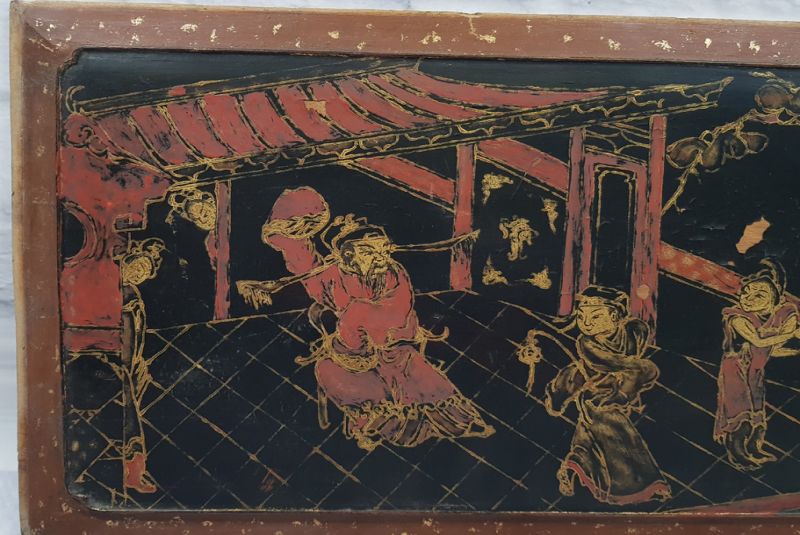 Chinese wood panel Painting The emperor and his concubines 2