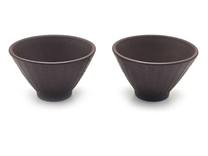 Chinese Yixing clay cups - Zi Ni Brown Clay - art of tea - Set of 2 cups - 70ml 2