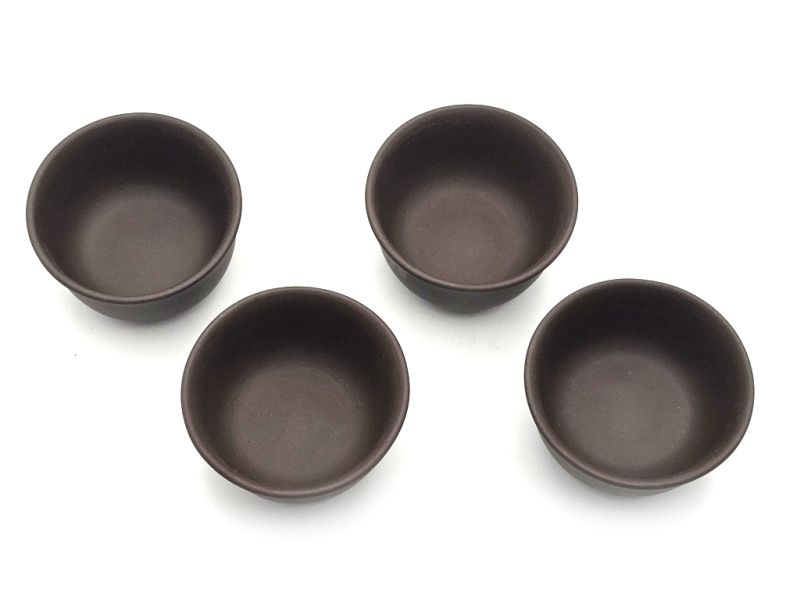 Chinese Yixing clay cups - Zi Ni Brown Clay - art of tea - Set of 4 cups - 80ml 2