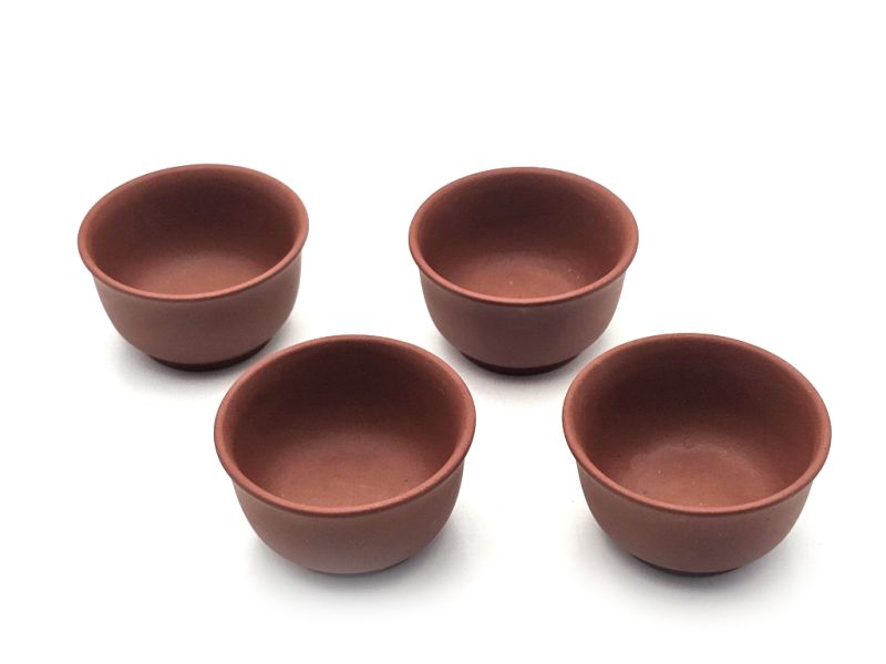 Chinese Yixing clay cups - Zi Ni Red Clay - art of tea - Lot de 4 tasses - 80ml 1