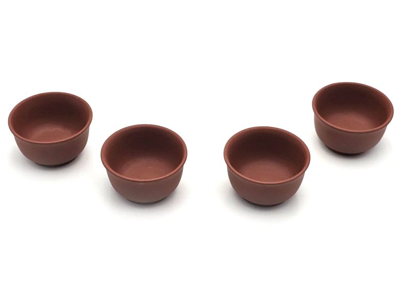 Chinese Yixing clay cups - Zi Ni Red Clay - art of tea - Lot de 4 tasses - 80ml 5