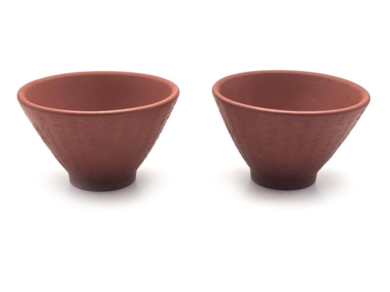 Chinese Yixing clay cups - Zi Ni Red Clay - art of tea - Set of 2 cups - 70ml 2