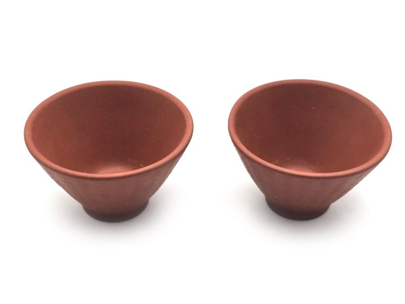 Chinese Yixing clay cups - Zi Ni Red Clay - art of tea - Set of 2 cups - 70ml 3