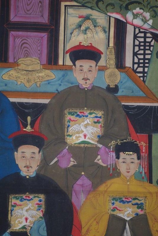 Chinesische Ahnenbilder Qing-Dynastie 5 Personen 4