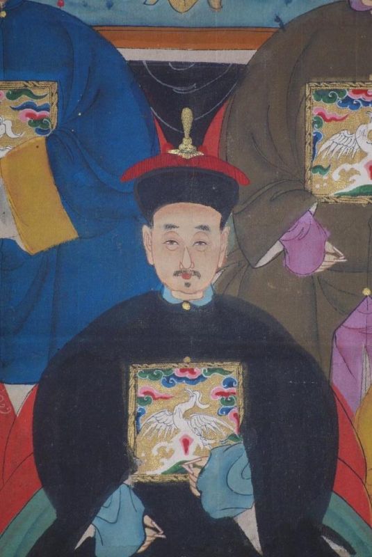 Chinesische Ahnenbilder Qing-Dynastie 5 Personen 5