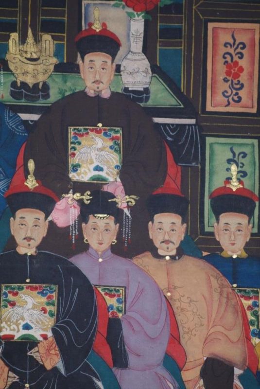 Chinesische Ahnenbilder Qing-Dynastie 9 Personen 4