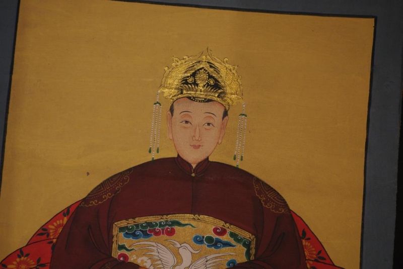 Chinesische Ahnenportraits Qing Dynastie Bordeauxrot 3