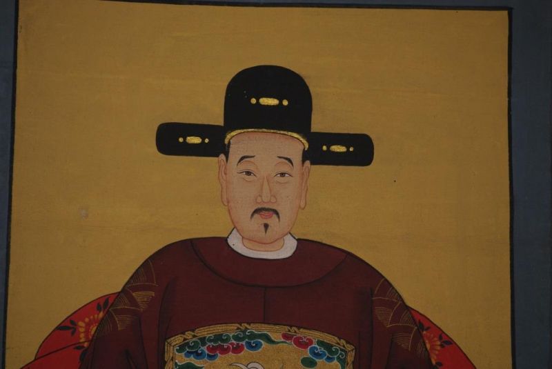 Chinesische Ahnenportraits Qing Dynastie Bordeauxrot 4