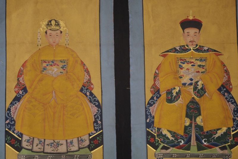 Chinesische Ahnenportraits Qing Dynastie Gelb 2