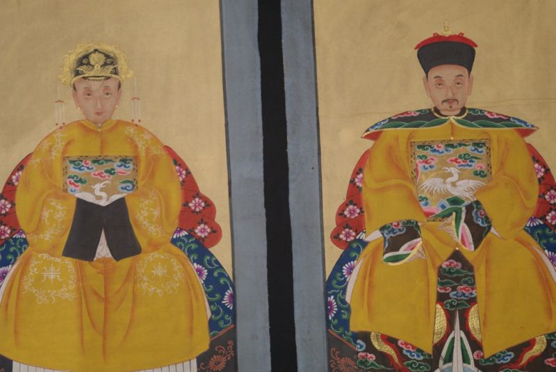 Chinesische Ahnenportraits Qing Dynastie Gelb 2