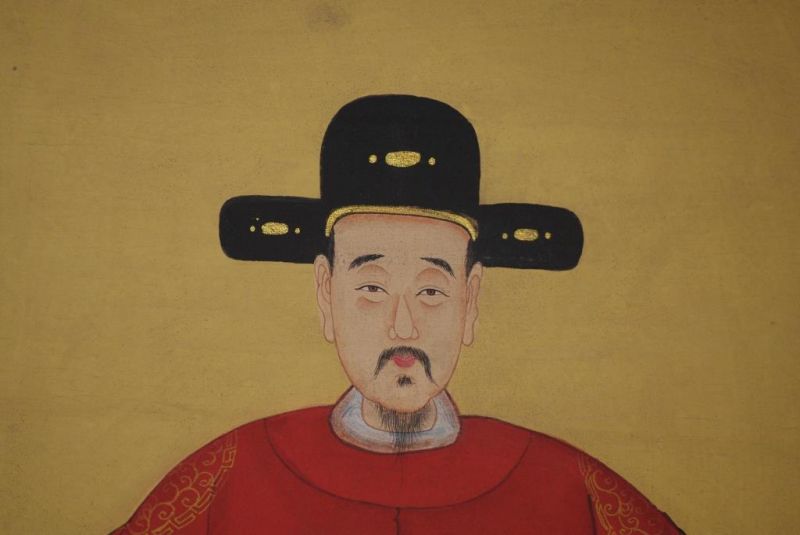 Chinesische Ahnenportraits Qing Dynastie Hellrot 4