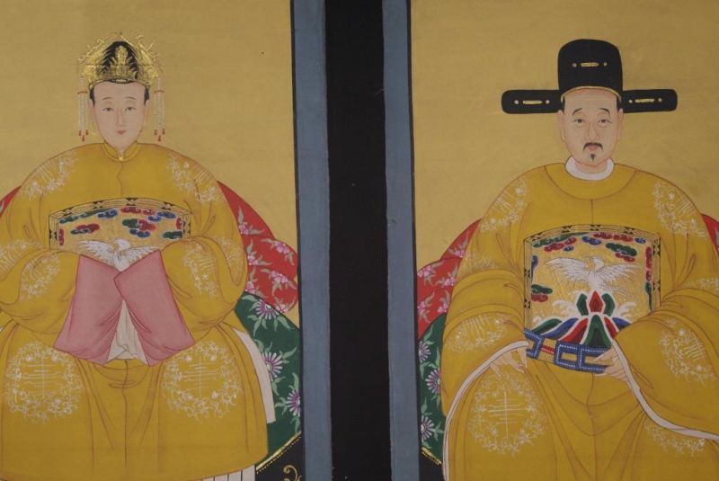 Chinesische Ahnenportraits Qing Dynastie Kaiser Gelb 2