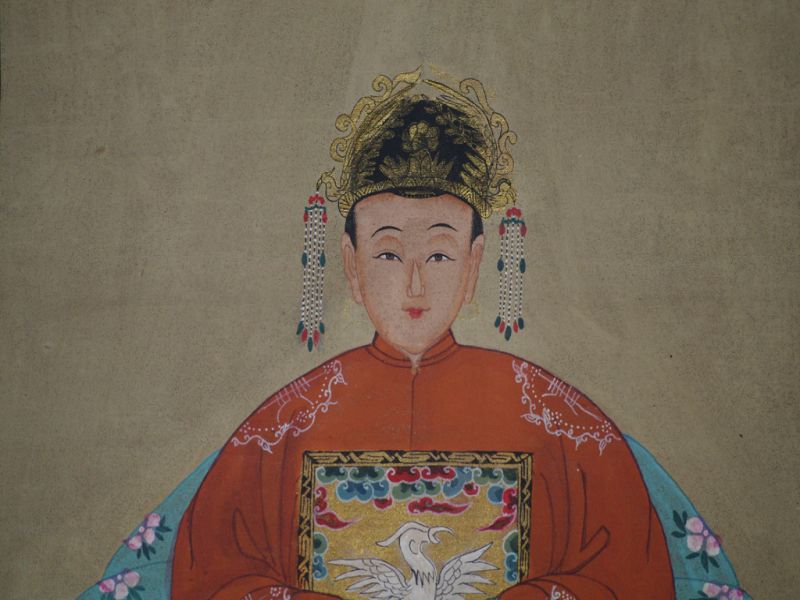 Chinesische Ahnenportraits Qing Dynastie Orange 3