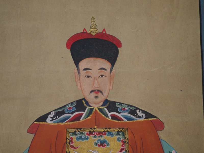 Chinesische Ahnenportraits Qing Dynastie Orange 4