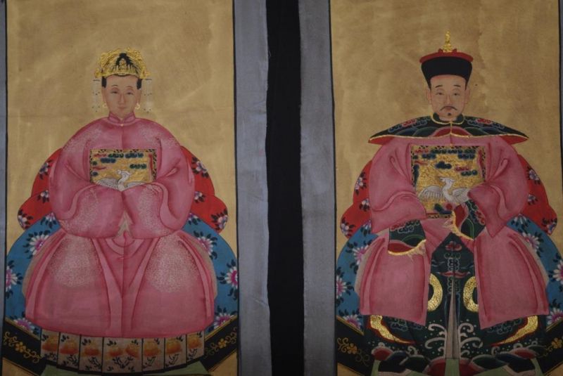 Chinesische Ahnenportraits Qing Dynastie Rosa 2