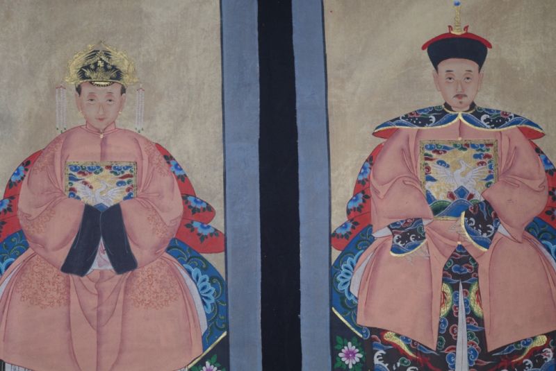 Chinesische Ahnenportraits Qing Dynastie Rosa 2