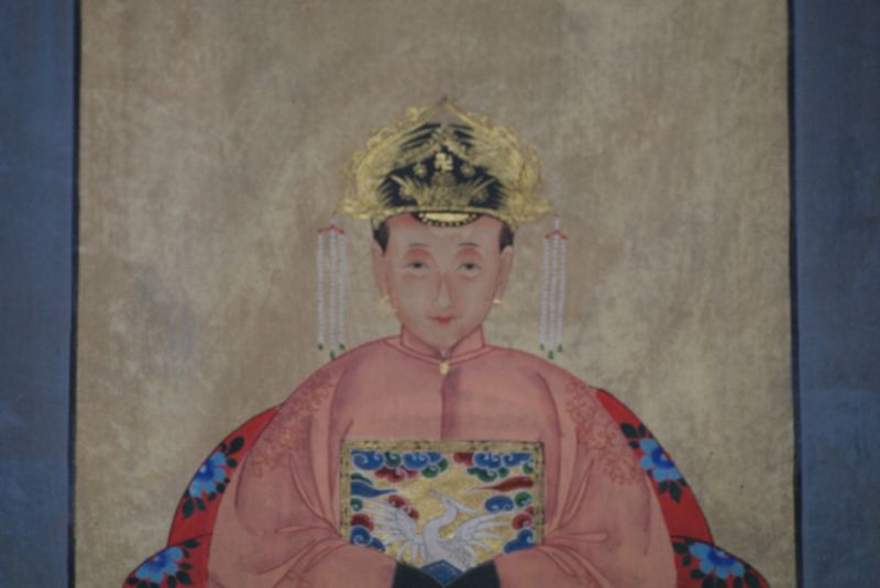 Chinesische Ahnenportraits Qing Dynastie Rosa 3