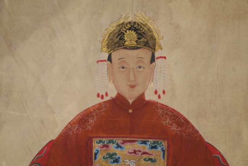 Chinesische Ahnenportraits Qing Dynastie Rot 4