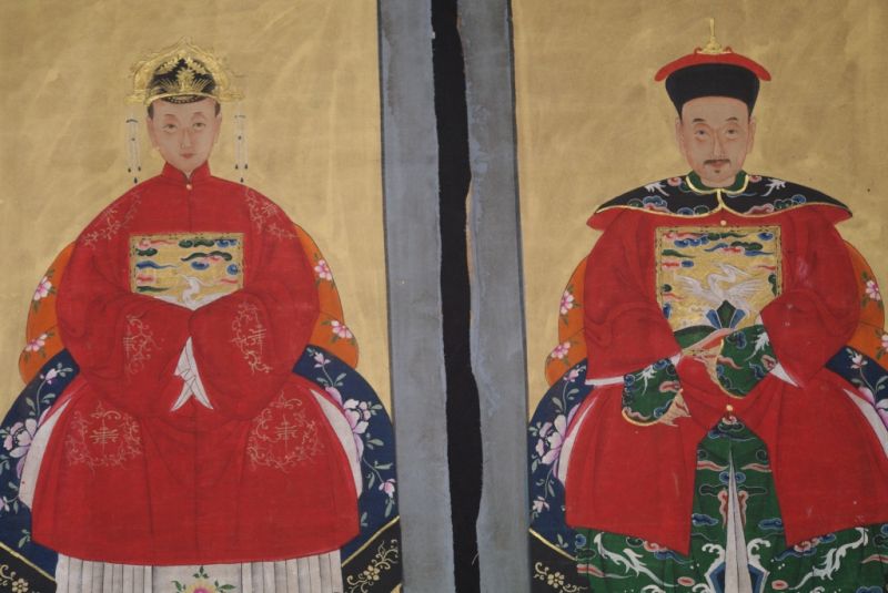 Chinesische Ahnenportraits Qing Dynastie Rot 2