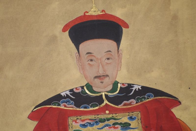 Chinesische Ahnenportraits Qing Dynastie Rot 4