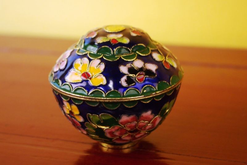 Chinesische Cloisonne-Dose Blau 2