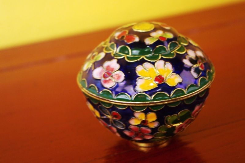 Chinesische Cloisonne-Dose Blau 3