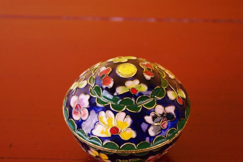 Chinesische Cloisonne-Dose Blau 4