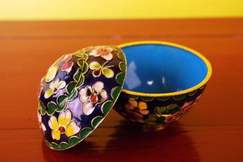 Chinesische Cloisonne-Dose Blau 5