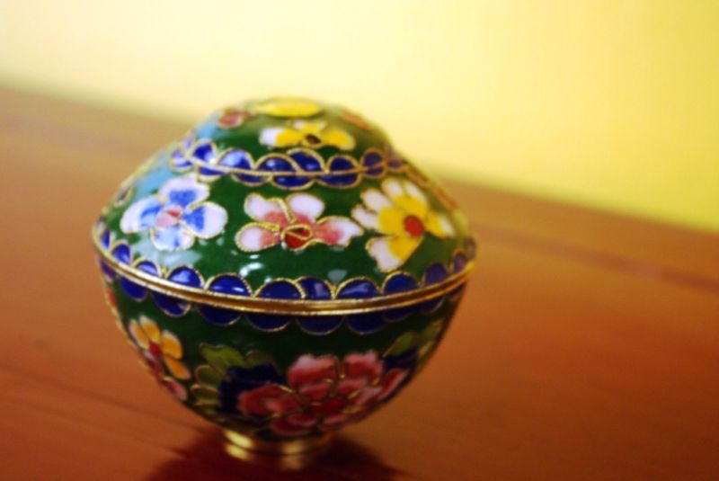 Chinesische Cloisonne-Dose Grün 2