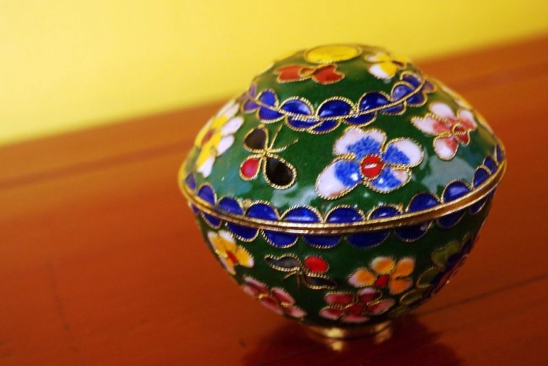 Chinesische Cloisonne-Dose Grün 3