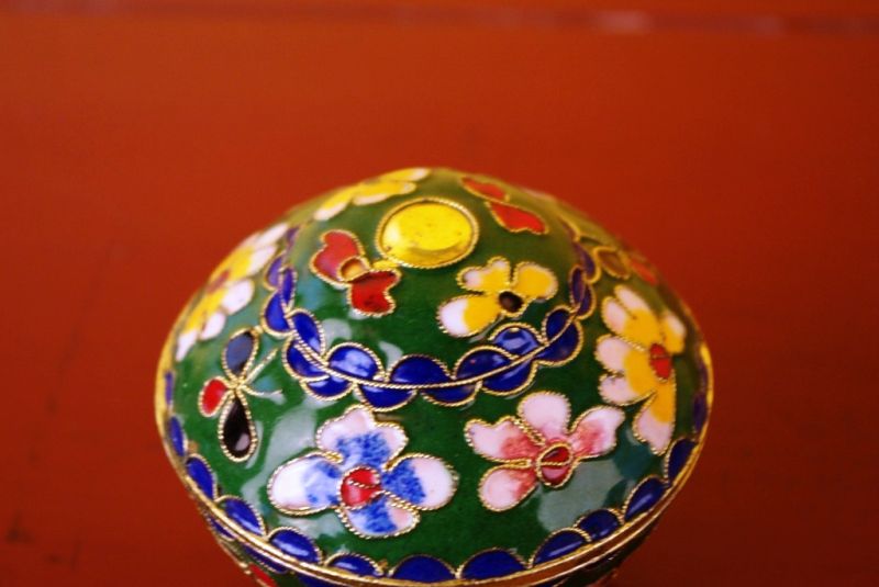 Chinesische Cloisonne-Dose Grün 4