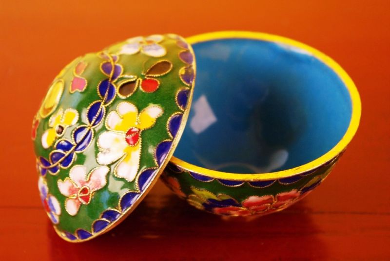 Chinesische Cloisonne-Dose Grün 5