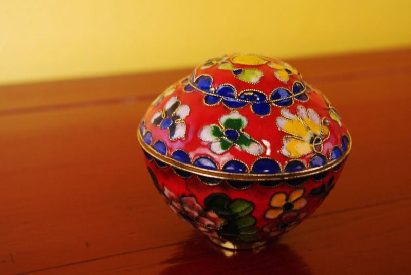 Chinesische Cloisonne-Dose Rot 2