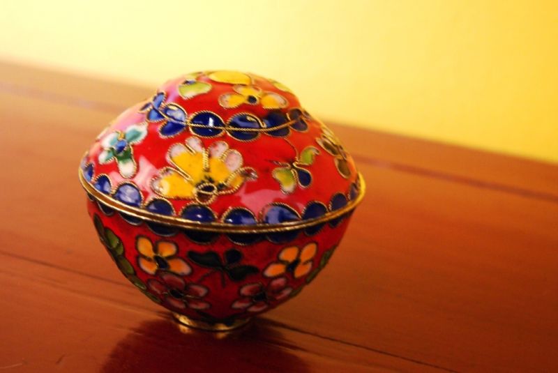 Chinesische Cloisonne-Dose Rot 3