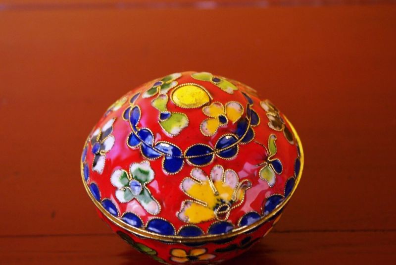 Chinesische Cloisonne-Dose Rot 4