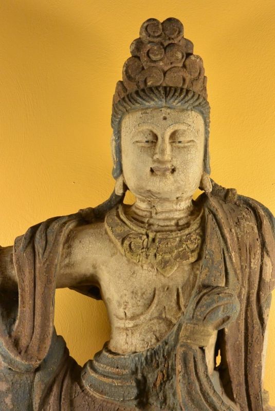 Chinesische Holz Statue Bodhisattva Vajrayāna 2