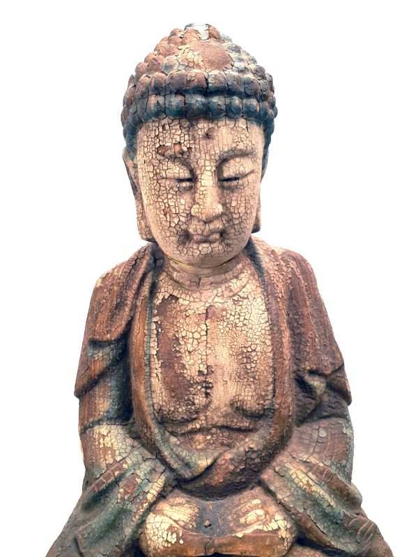 Chinesische Holz Statue Buddha im Lotussitz 2