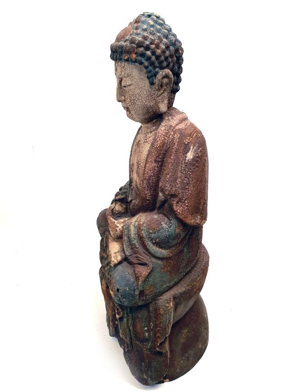 Chinesische Holz Statue Buddha im Lotussitz 4