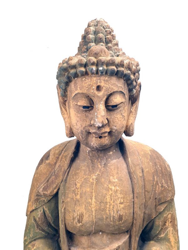 Chinesische Holz Statue Buddha sitzt 2