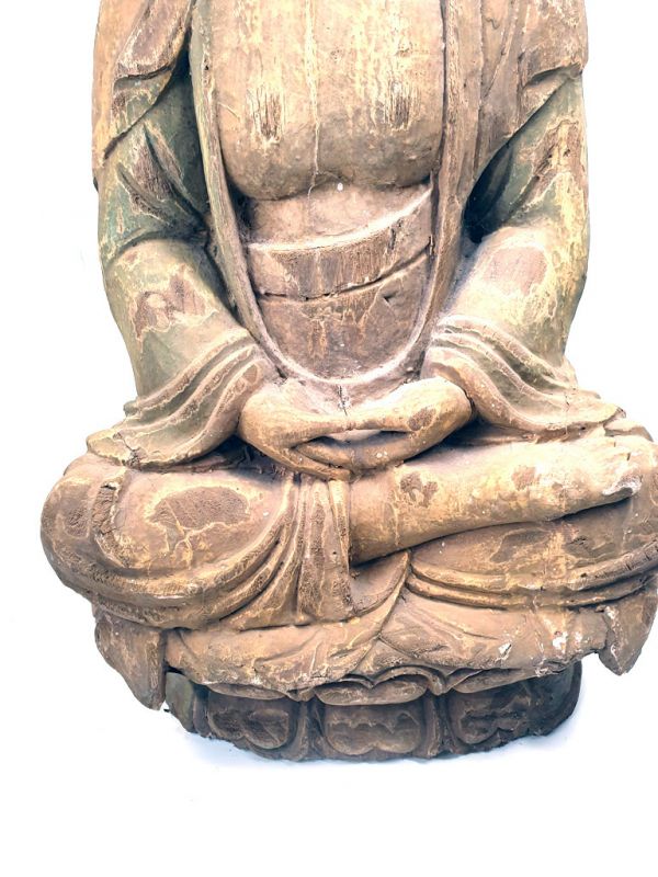 Chinesische Holz Statue Buddha sitzt 3