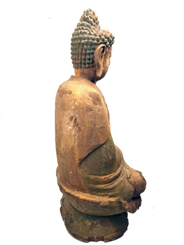 Chinesische Holz Statue Buddha sitzt 4