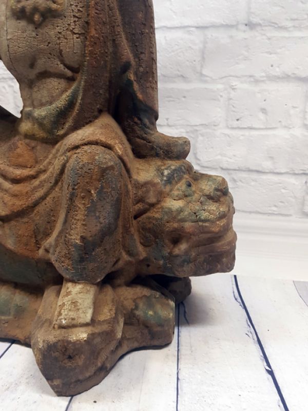 Chinesische Holz Statue Göttin der Wächterlöwe 3